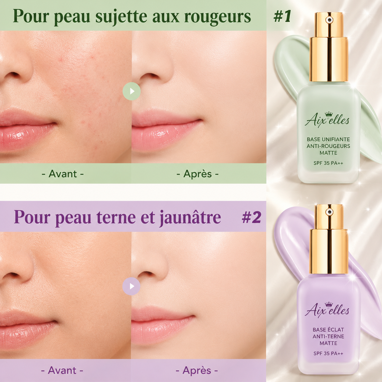 Primer Correcteur de Teint SPF 35 – Base Matte Unifiante 💚💜