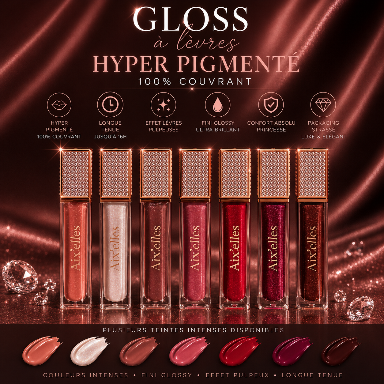 Gloss à Lèvres Hyper Pigmenté – Longue Tenue & Effet Lèvres Pulpeuses