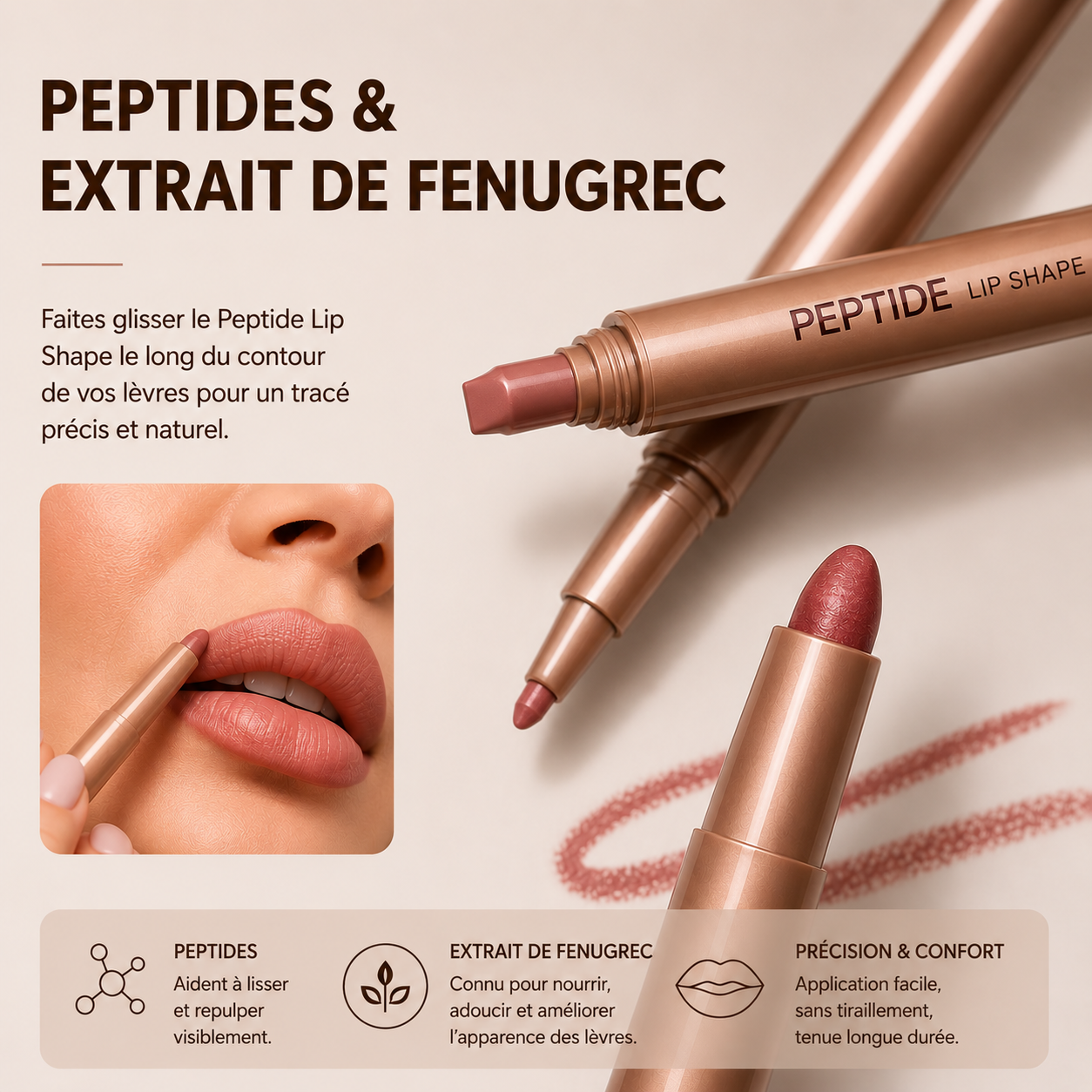 CRAYON CONTOUR DES LÈVRES AUX PEPTIDES